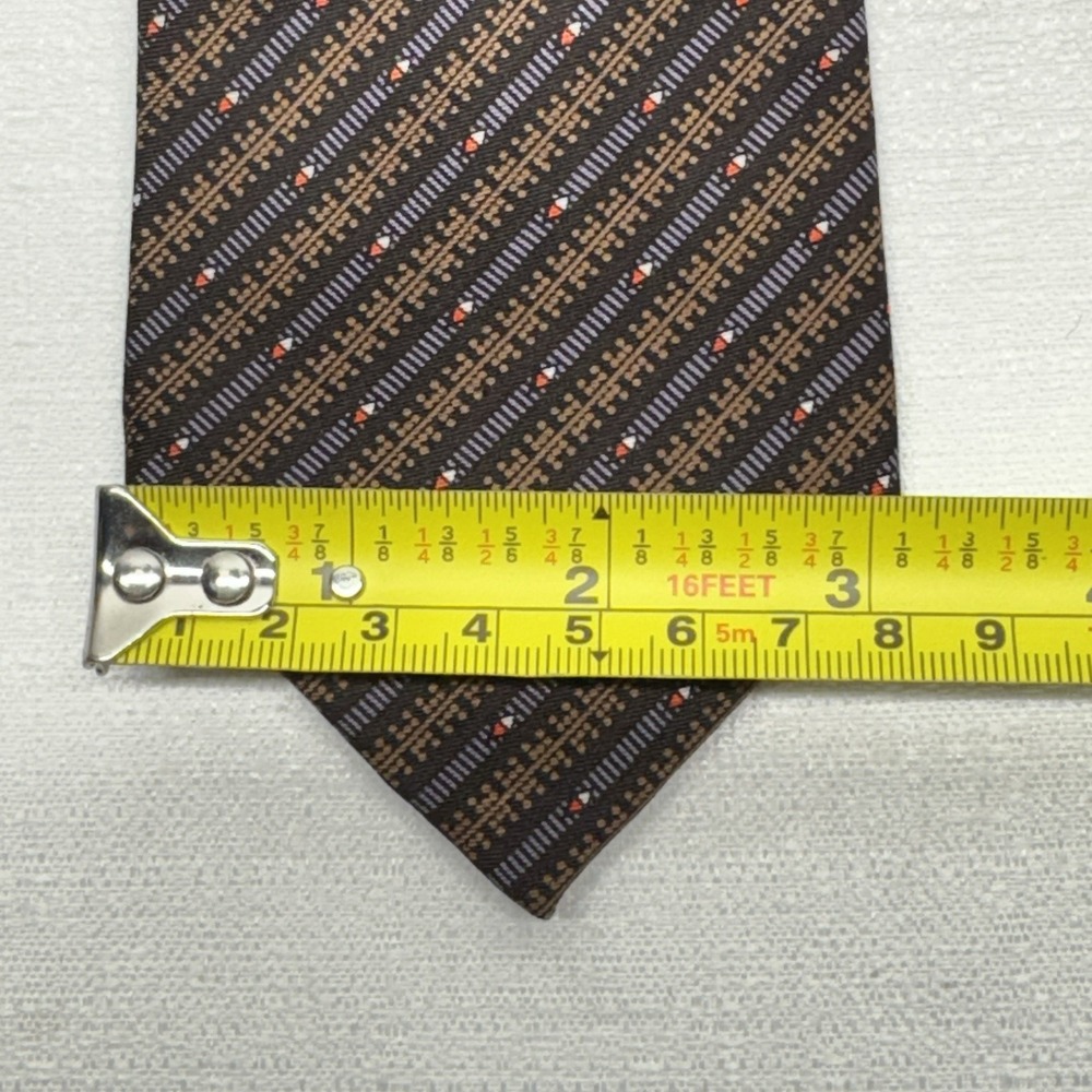 Arsenal Silk Necktie Mens One Size Brown Blue Geometric Stripe Professional Ivy - Picture 5 of 5